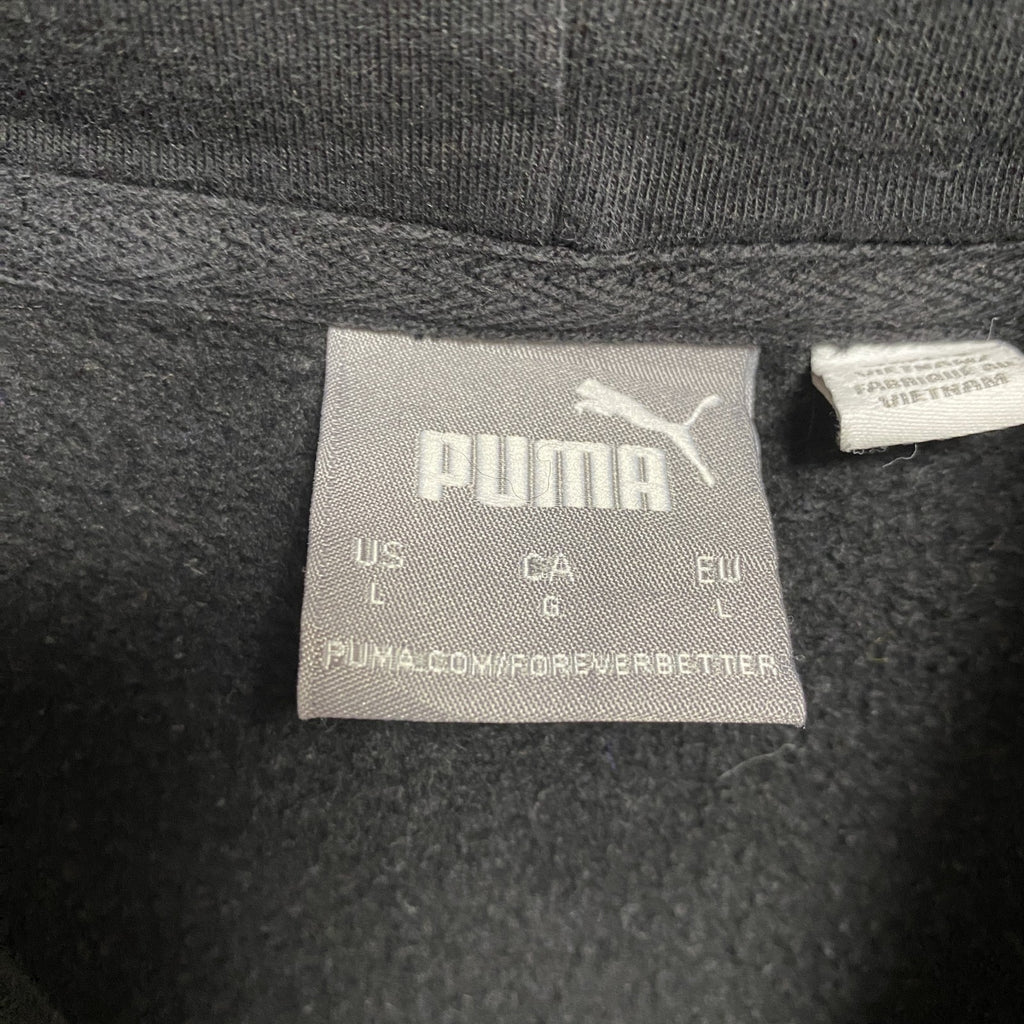 PUMA　プーマ　長袖ワンポイント立体ロゴパーカー　プルオーバー　シンプル　黒　ブラック　秋冬服　Lサイズ　古着