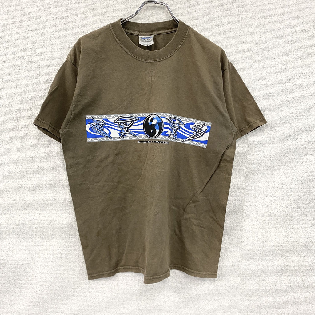 00s　GILDAN　ギルダン　半袖プリントTシャツ　ヴィンテージ　茶色　ブラウン　Lサイズ　古着