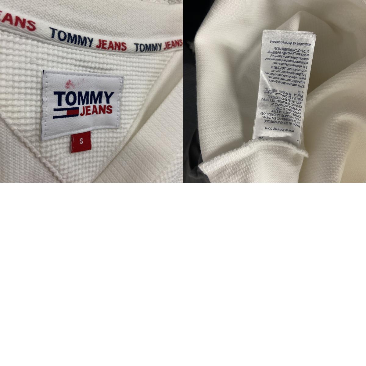 TOMMY JEANS　トミージーンズ　半袖ワッフル地Tシャツ　ポケT　白　ホワイト　Sサイズ　　　古着