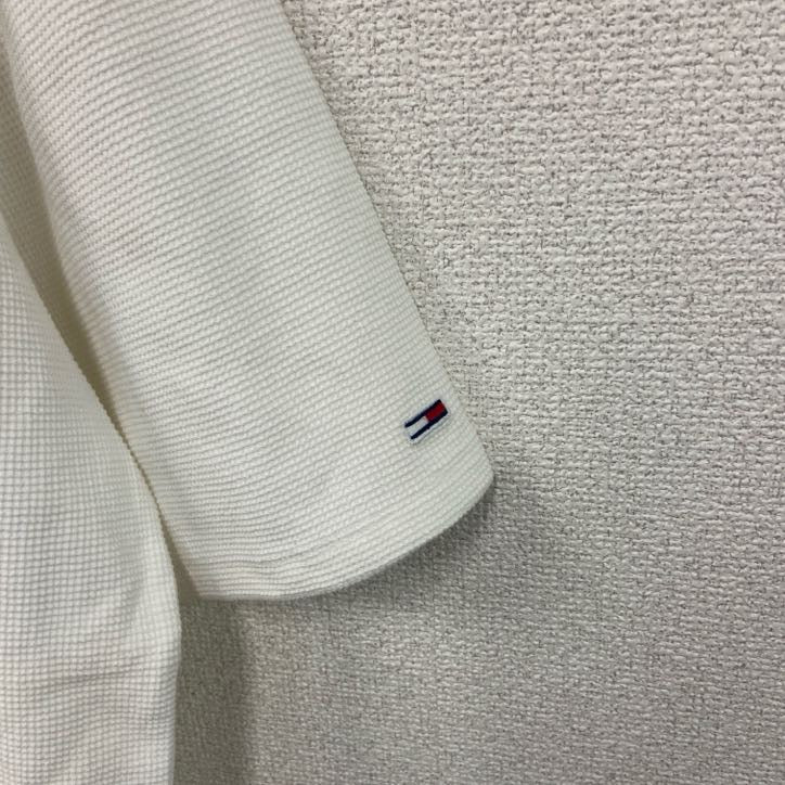 TOMMY JEANS　トミージーンズ　半袖ワッフル地Tシャツ　ポケT　白　ホワイト　Sサイズ　　　古着