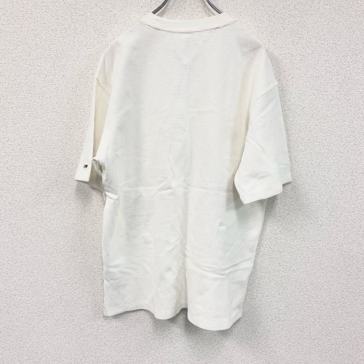 TOMMY JEANS　トミージーンズ　半袖ワッフル地Tシャツ　ポケT　白　ホワイト　Sサイズ　　　古着