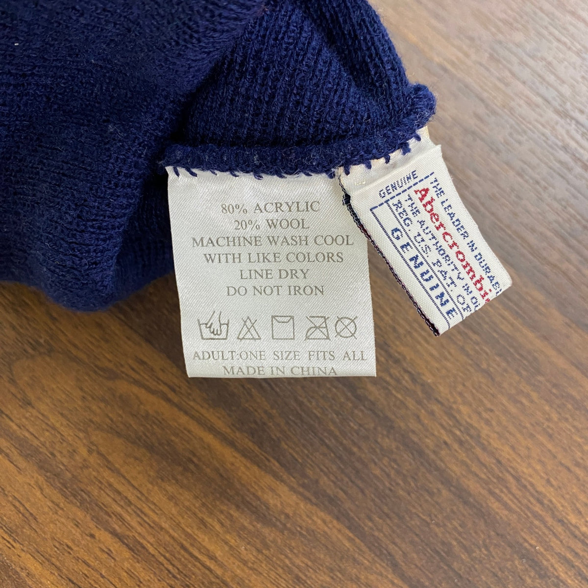 ～00s　Abercrombie＆Fitch　アバクロ　ビーニー/ニットキャップ　ニット帽　ネイビー　紺　ワンサイズ　　古着