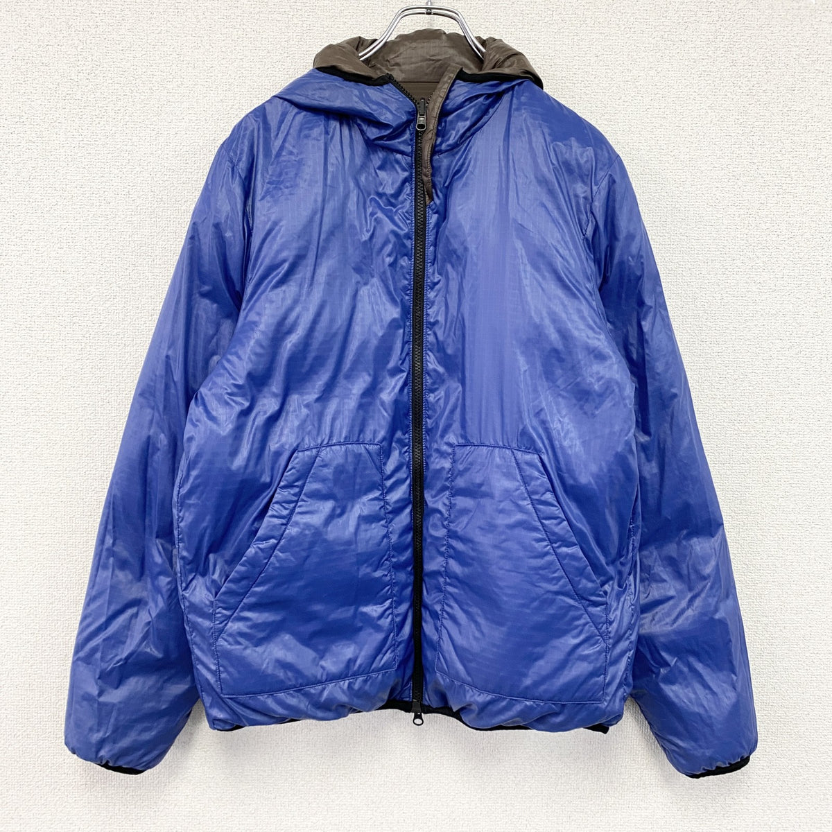 CAMP7　キャンプセブン　ダウンジャケット　ダウン90%　リバーシブル　青　ブルー　茶色　ブラウン　Lサイズ ダウンアウター レディース ナイロン 古着