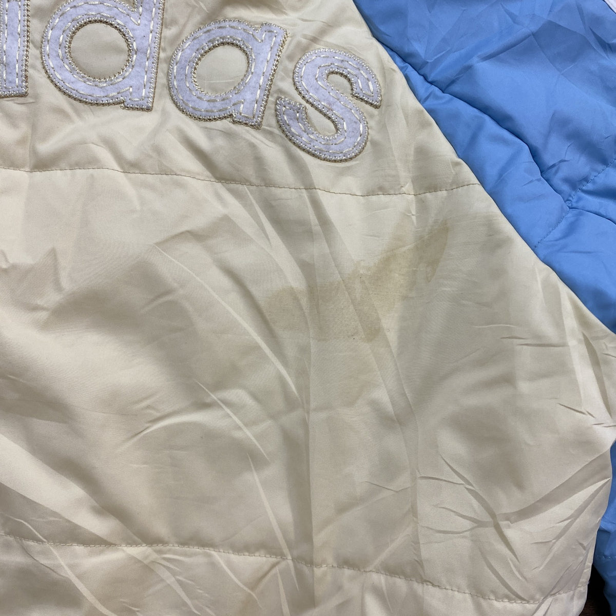 00s　adidas　アディダス　フルジップ中綿ジャケット　ベージュ　水色　ライトブルー　Mサイズ ダウン ダウンアウター レディース 古着