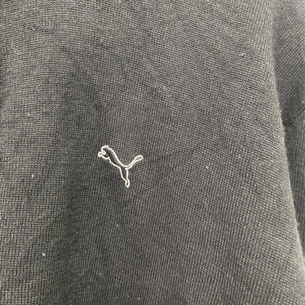 PUMA　プーマ　フルジップアクリルニットセーター　ダブルジップ　黒　ブラック　XLサイズ　古着