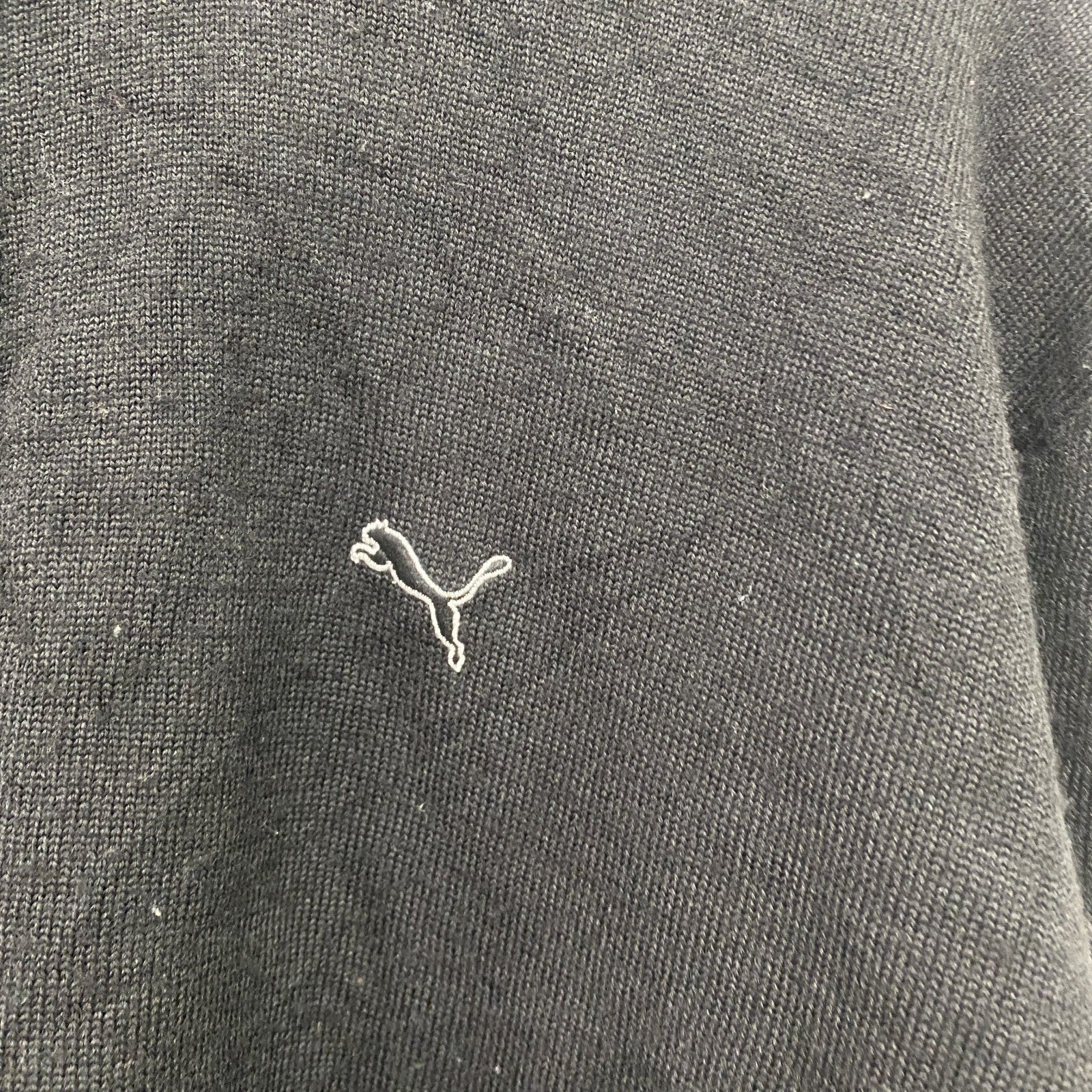 PUMA　プーマ　フルジップアクリルニットセーター　ダブルジップ　黒　ブラック　XLサイズ　古着
