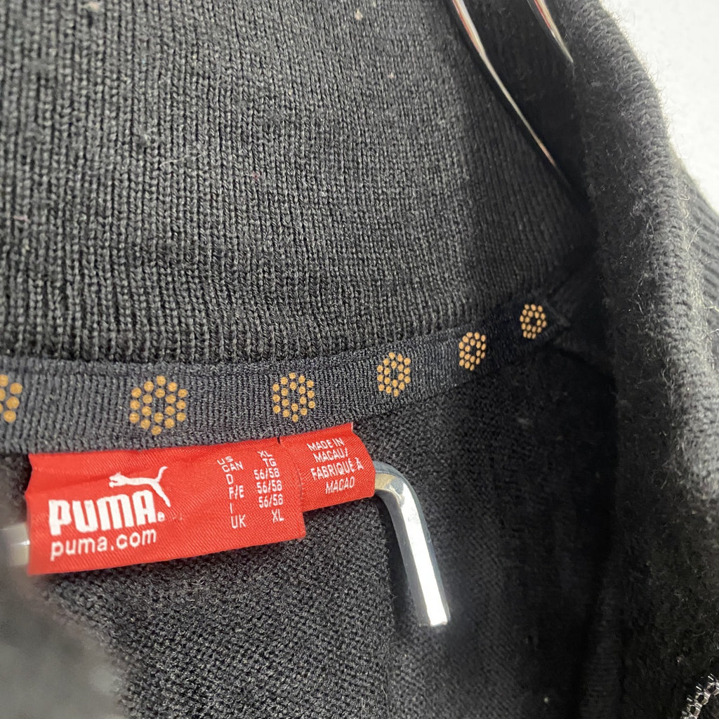 PUMA　プーマ　フルジップアクリルニットセーター　ダブルジップ　黒　ブラック　XLサイズ　古着
