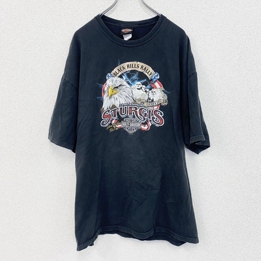HARLEY DAVIDSON　ハーレーダビッドソン　半袖両面プリントTシャツ　黒　ブラック　2XLサイズ
