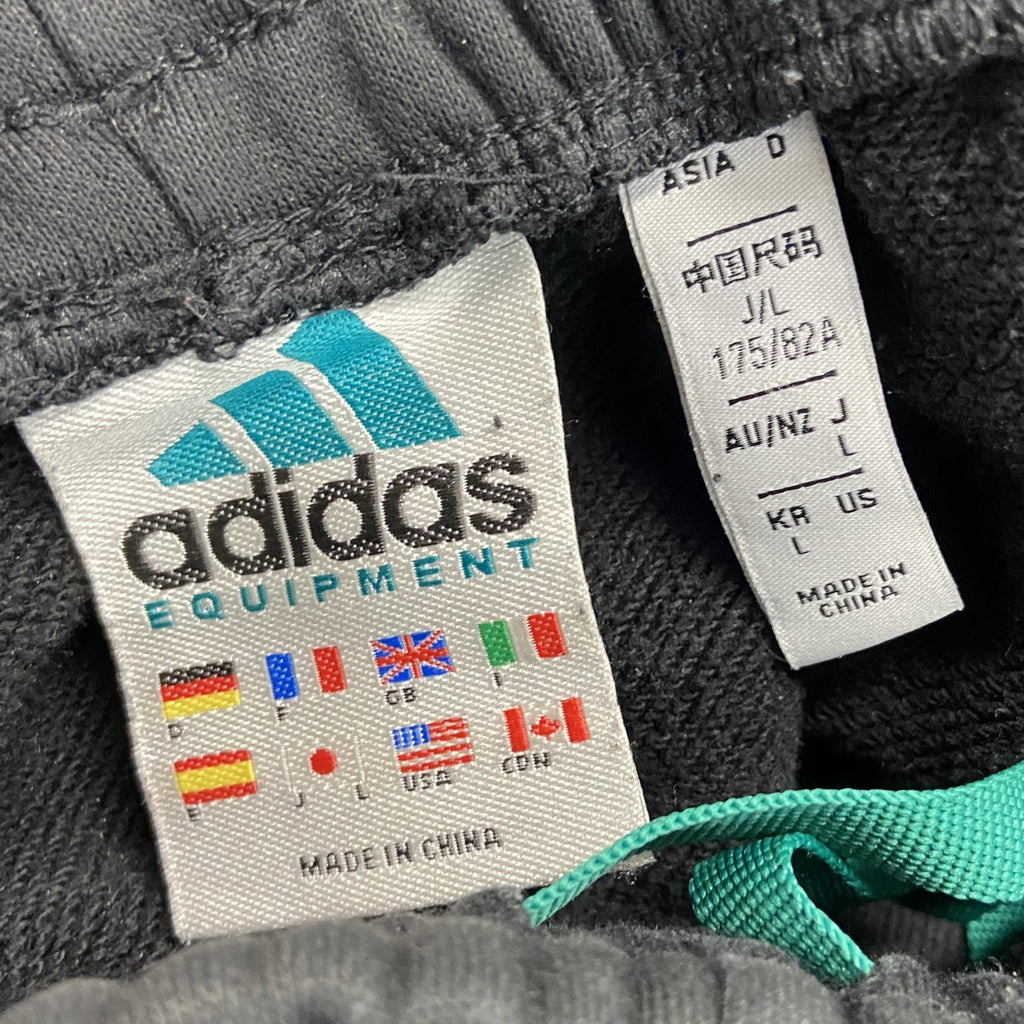 90s　adidas　アディダス　EQUIPMENT　エキップメント　スウェットパンツ　パフォーマンスロゴ　黒　ブラック　Lサイズ　　ヴィンテージ　古着