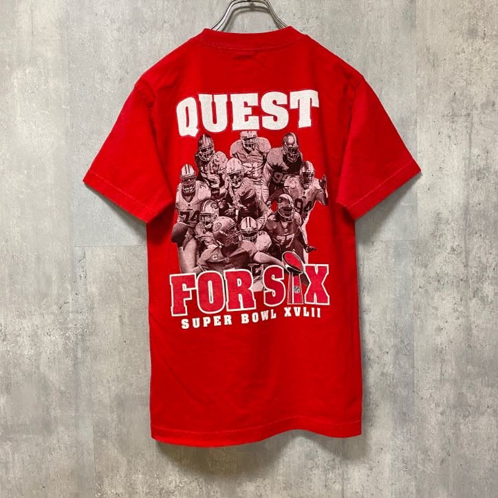 NFL NFC　優勝記念　49ers　半袖プリントTシャツ　赤　レッド　アメフト　レトロデザイン　クルーネック　Sサイズ　古着