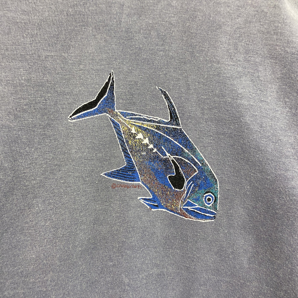 80s～　Crazy Shirts　半袖プリントTシャツ　シングルステッチ　スーベニア　ヴィンテージ　灰色　グレー　Mサイズ　古着