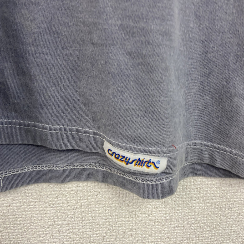 80s～　Crazy Shirts　半袖プリントTシャツ　シングルステッチ　スーベニア　ヴィンテージ　灰色　グレー　Mサイズ　古着