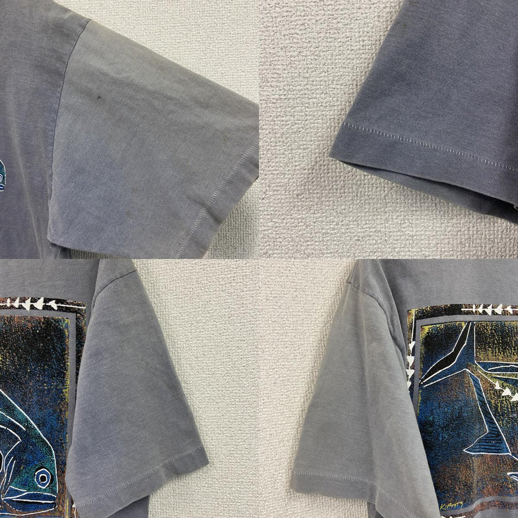 80s～　Crazy Shirts　半袖プリントTシャツ　シングルステッチ　スーベニア　ヴィンテージ　灰色　グレー　Mサイズ　古着