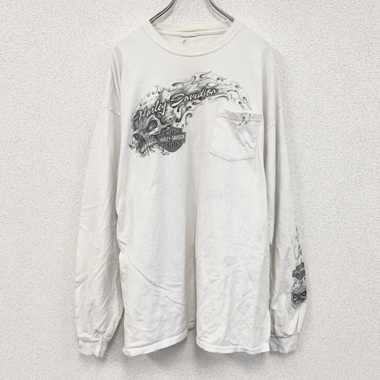 HARLEY DAVIDSON　ハーレーダビッドソン　長袖プリントTシャツ　白　ホワイト