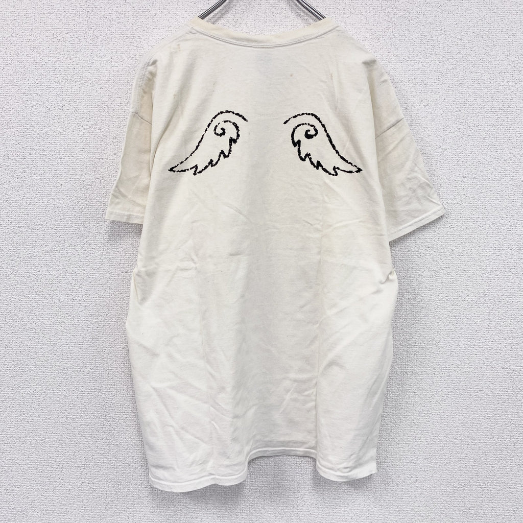 GILDAN　ギルダン　半袖プリントTシャツ　漢字T　文字T　ゴキゲンファクトリー　白　ホワイト　Lサイズ　古着