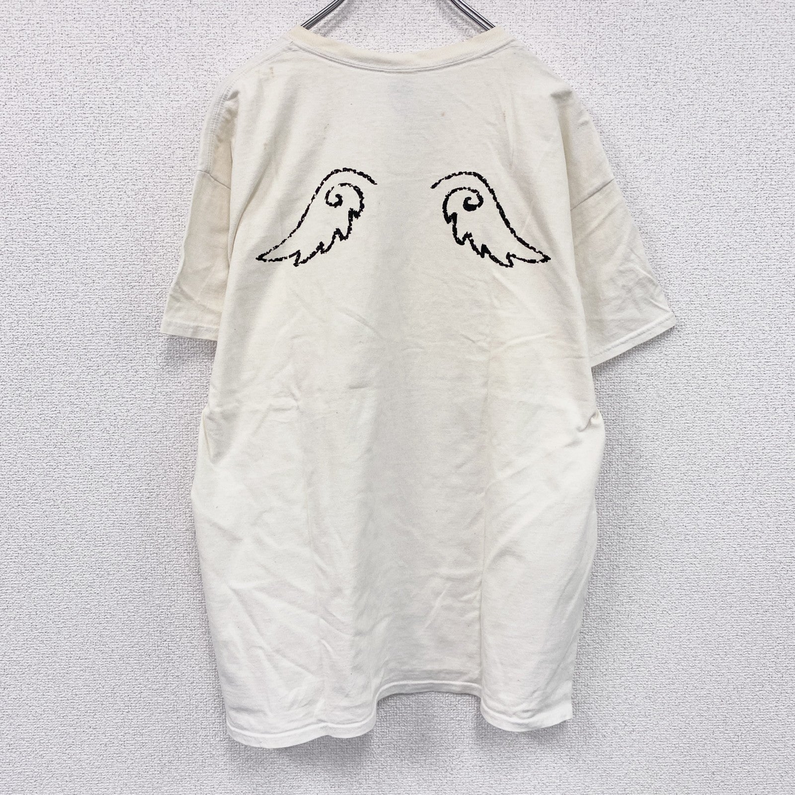 GILDAN　ギルダン　半袖プリントTシャツ　漢字T　文字T　ゴキゲンファクトリー　白　ホワイト　Lサイズ　古着