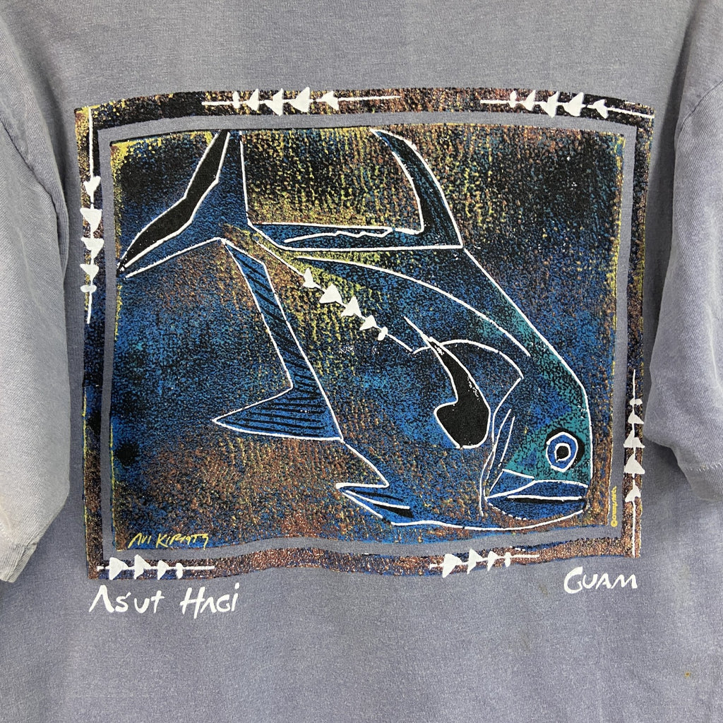 80s～　Crazy Shirts　半袖プリントTシャツ　シングルステッチ　スーベニア　ヴィンテージ　灰色　グレー　Mサイズ　古着