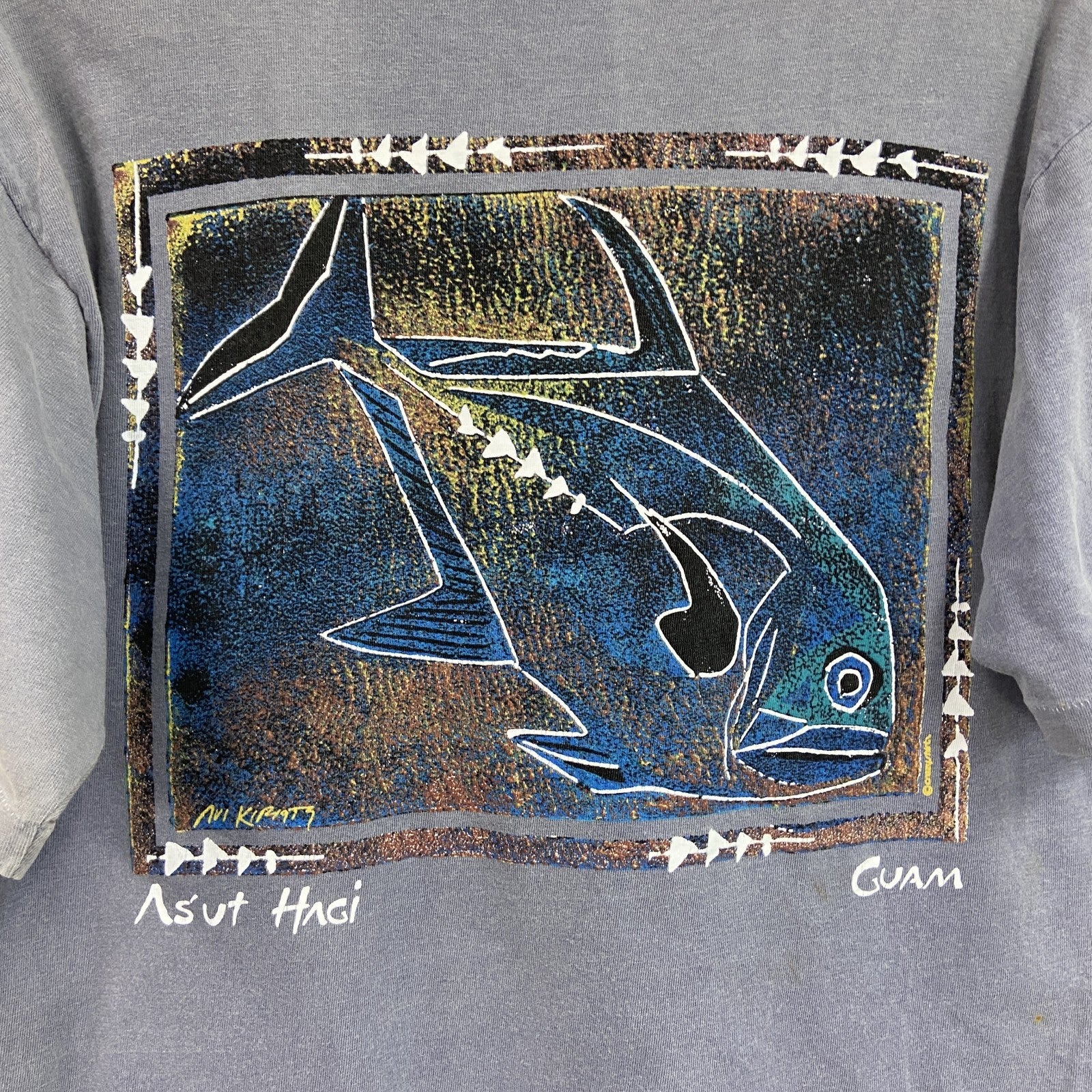 80s～　Crazy Shirts　半袖プリントTシャツ　シングルステッチ　スーベニア　ヴィンテージ　灰色　グレー　Mサイズ　古着