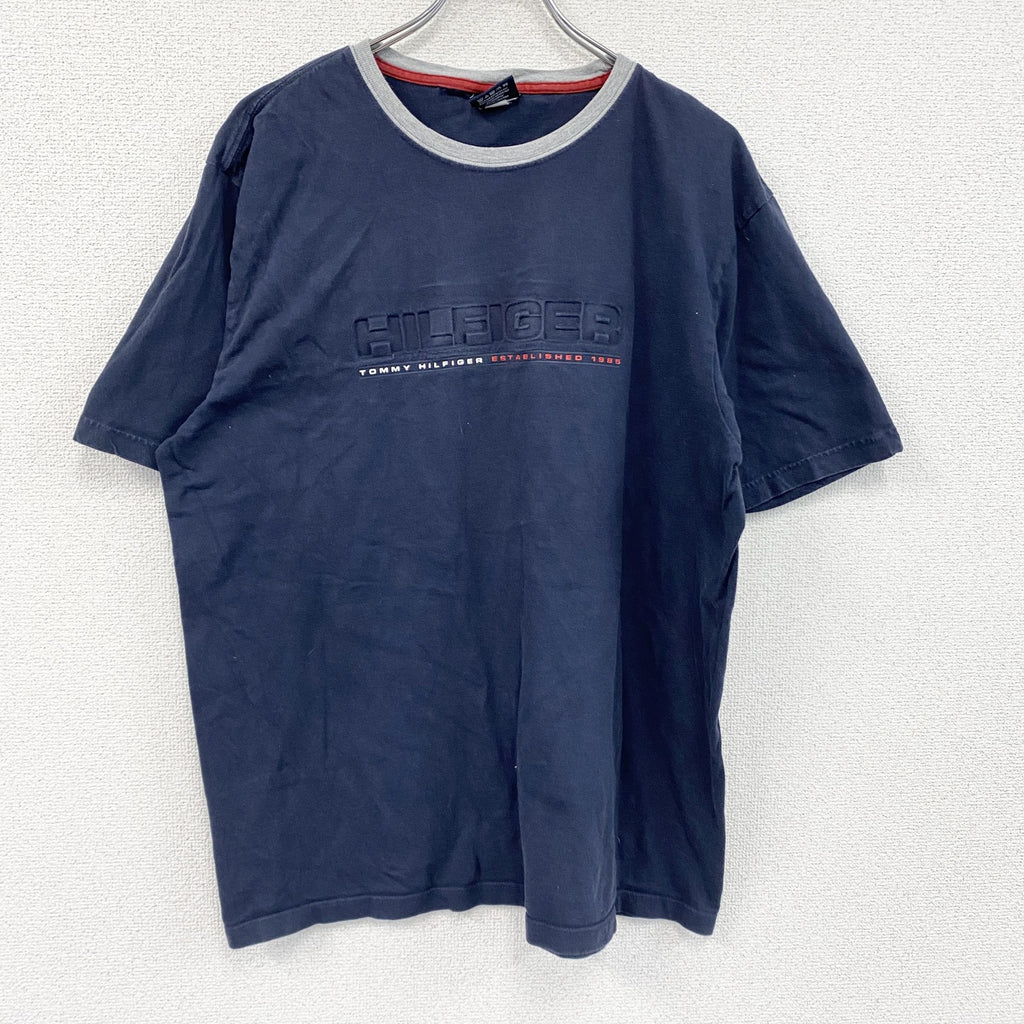 00s　TOMMY HILFIGER　トミーヒルフィガー　半袖プリントTシャツ　紺　ネイビー　Lサイズ　古着
