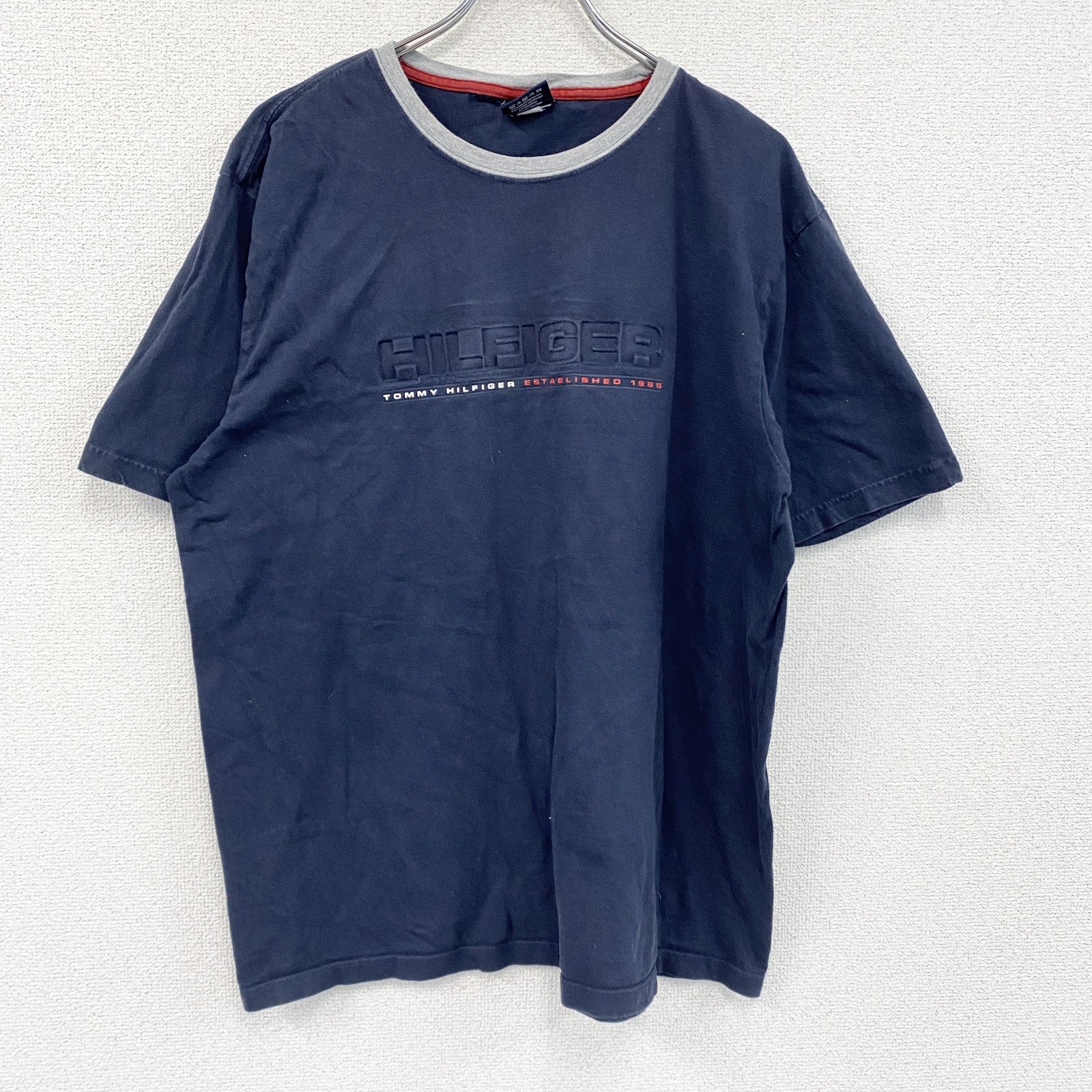 00s　TOMMY HILFIGER　トミーヒルフィガー　半袖プリントTシャツ　紺　ネイビー　Lサイズ　古着