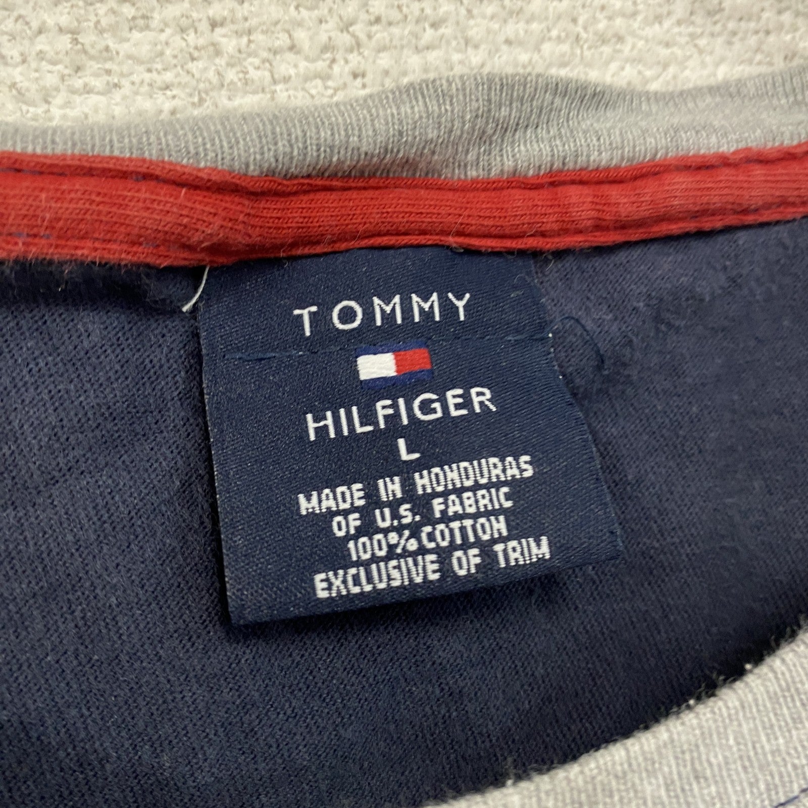 00s　TOMMY HILFIGER　トミーヒルフィガー　半袖プリントTシャツ　紺　ネイビー　Lサイズ　古着