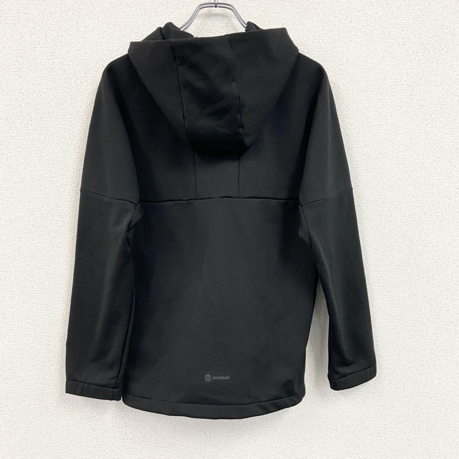 adidas　アディダス　AEROREADY　エアロレディ　ハーフジップスウェットパーカー/フーディー　黒　ブラック　Ｍサイズ　古着