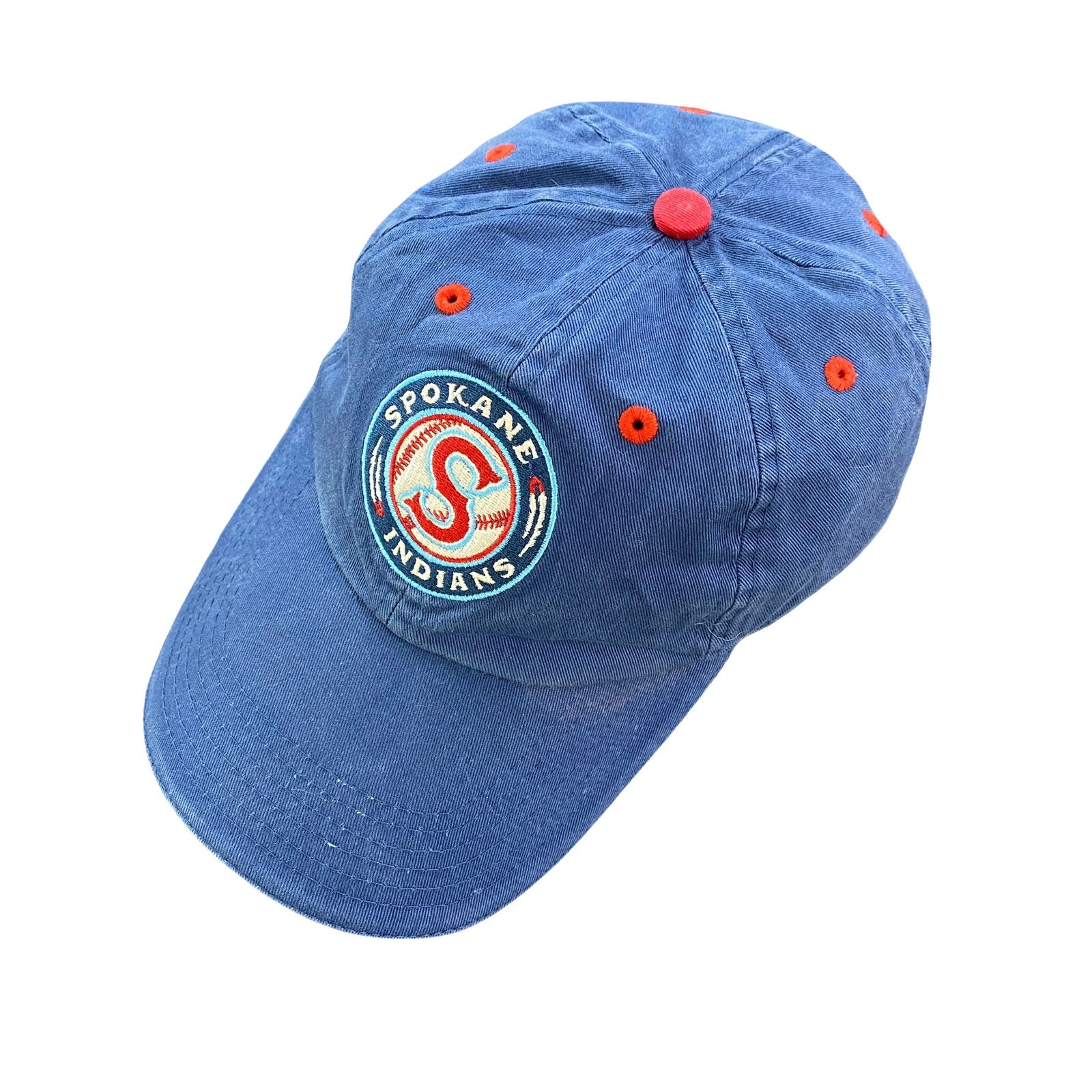 Spokane Indians　スポケーン・インディアンズ　6パネルキャップ　ベースボールキャップ　青　ブルー　　古着
