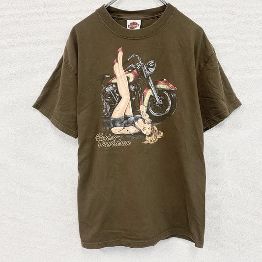 HARLEY DAVIDSON　ハーレーダビッドソン　半袖プリントTシャツ　茶色　ブラウン　Lサイズ