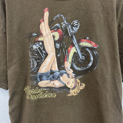HARLEY DAVIDSON　ハーレーダビッドソン　半袖プリントTシャツ　茶色　ブラウン　Lサイズ