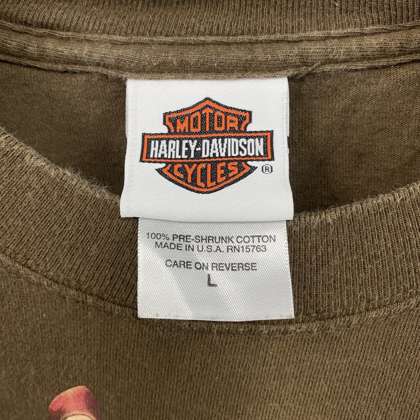 HARLEY DAVIDSON　ハーレーダビッドソン　半袖プリントTシャツ　茶色　ブラウン　Lサイズ