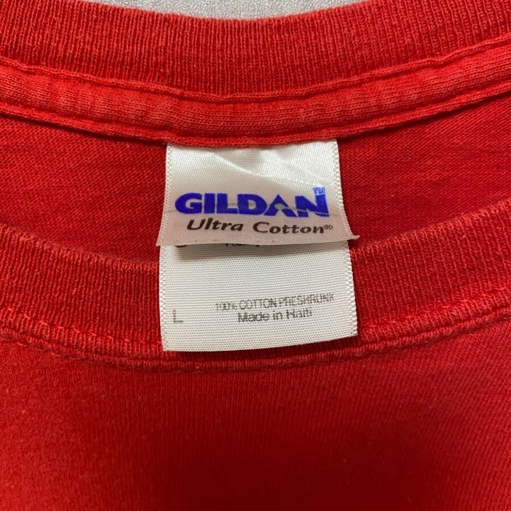 GILDAN　ギルダン　Allstate SUGAR BOWL　半袖プリントTシャツ　赤　レッド　フットボール　Lサイズ　古着
