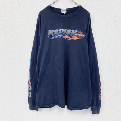 HARLEY DAVIDSON　ハーレーダビッドソン　長袖プリントTシャツ　紺　ネイビー　2XLサイズ
