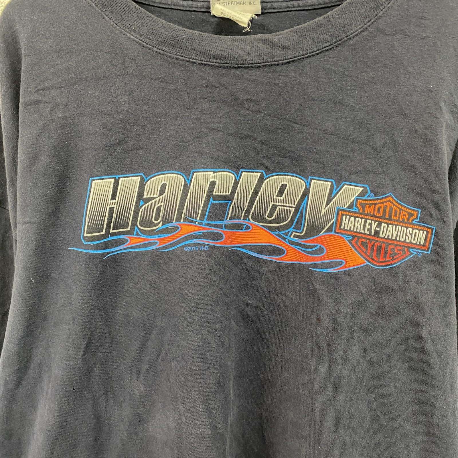 HARLEY DAVIDSON ハーレーダビッドソン 長袖プリントTシャツ 紺