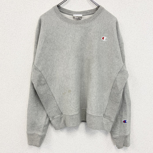 00s　champion　チャンピオン　ワンポイント刺繍スウェット/トレーナー　灰色　グレー　XLサイズ