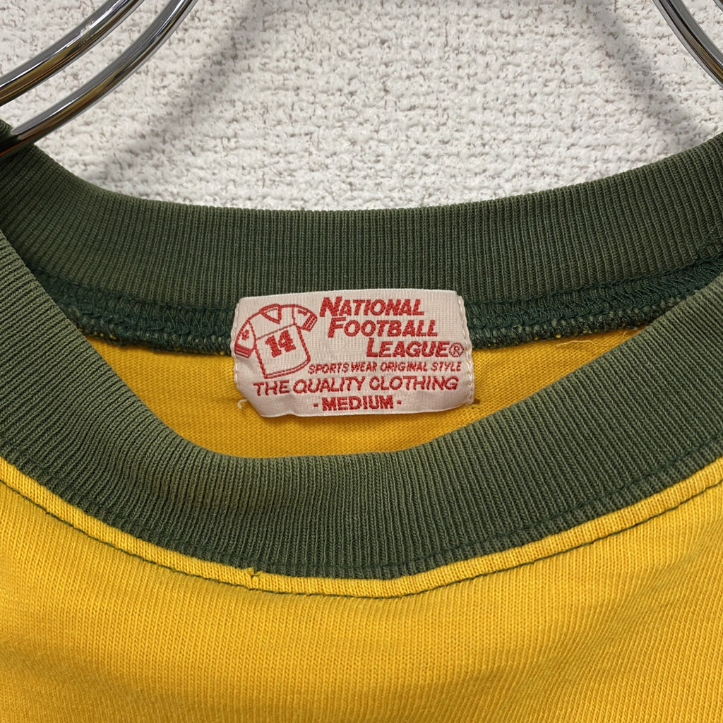 NFL　グリーンベイ・パッカーズ　半袖プリントTシャツ　ラグラン　黄色　イエロー　Mサイズ　古着