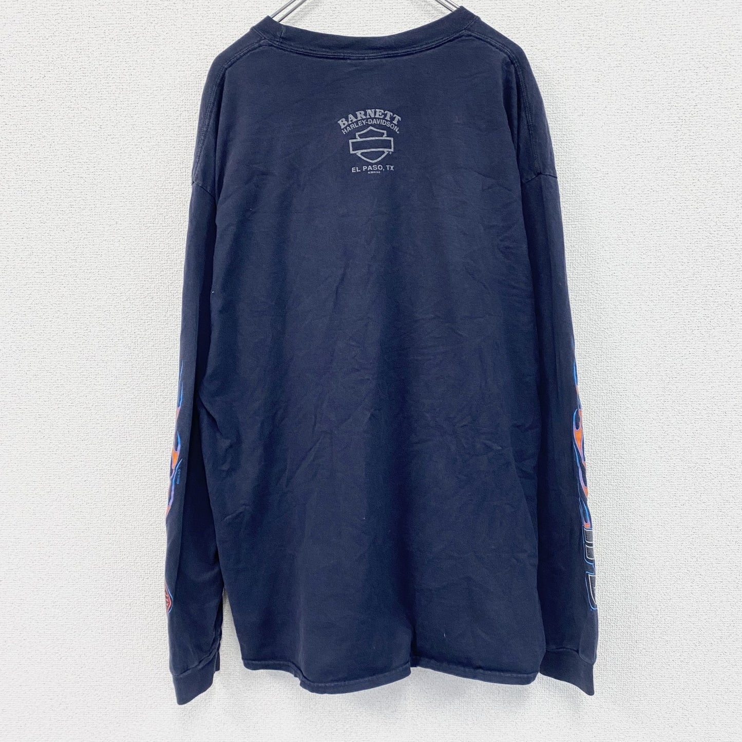 HARLEY DAVIDSON　ハーレーダビッドソン　長袖プリントTシャツ　紺　ネイビー　2XLサイズ