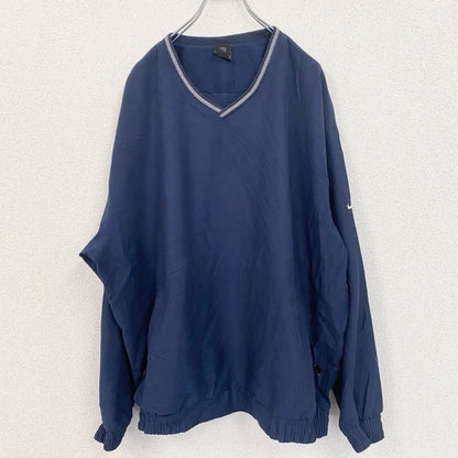 NIKE　ナイキ　ナイロンジャケット　プルオーバー　無地　刺繡ロゴ　紺　ネイビー　2XLサイズ