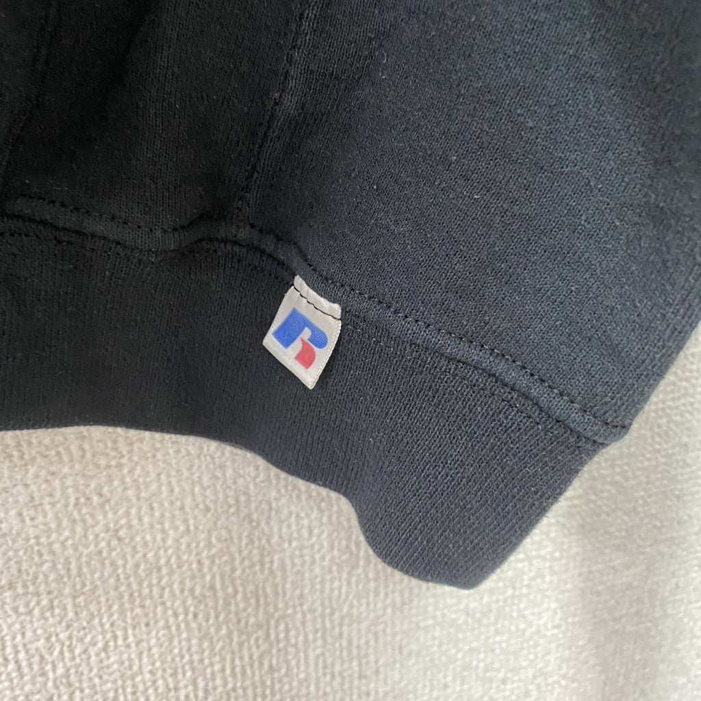 00s　RUSSELL ATHLETIC　ラッセル　スウェットパーカー/フーディー　ヴィンテージ　前V　黒　ブラック　XLサイズ　古着