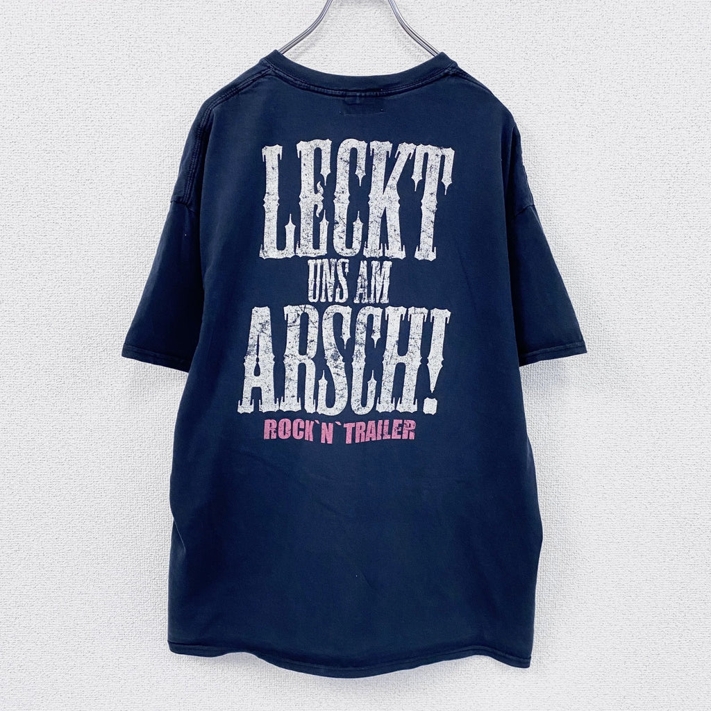 FREI WILD　フレイワイルド　半袖プリントTシャツ　バンドT　紺　ネイビー　XLサイズ　　古着
