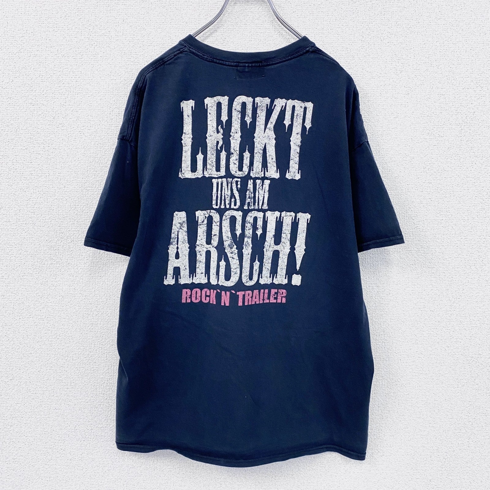 FREI WILD　フレイワイルド　半袖プリントTシャツ　バンドT　紺　ネイビー　XLサイズ　　古着