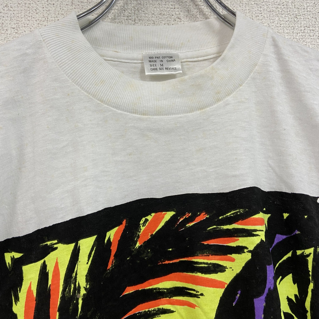 ～90s　半袖プリントイラストTシャツ　シングルステッチ　ワニ　ヴィンテージ　白　ホワイト　Mサイズ　古着