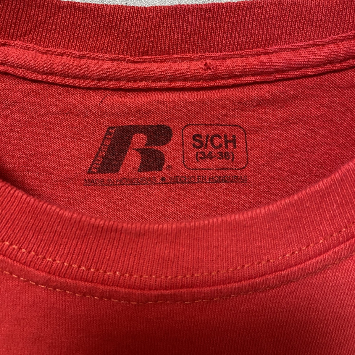 RUSSELL　JAYHAWKS　カンザス　半袖プリントTシャツ　赤　レッド　バスケットボール　カレッジ　レトロ　Sサイズ　古着