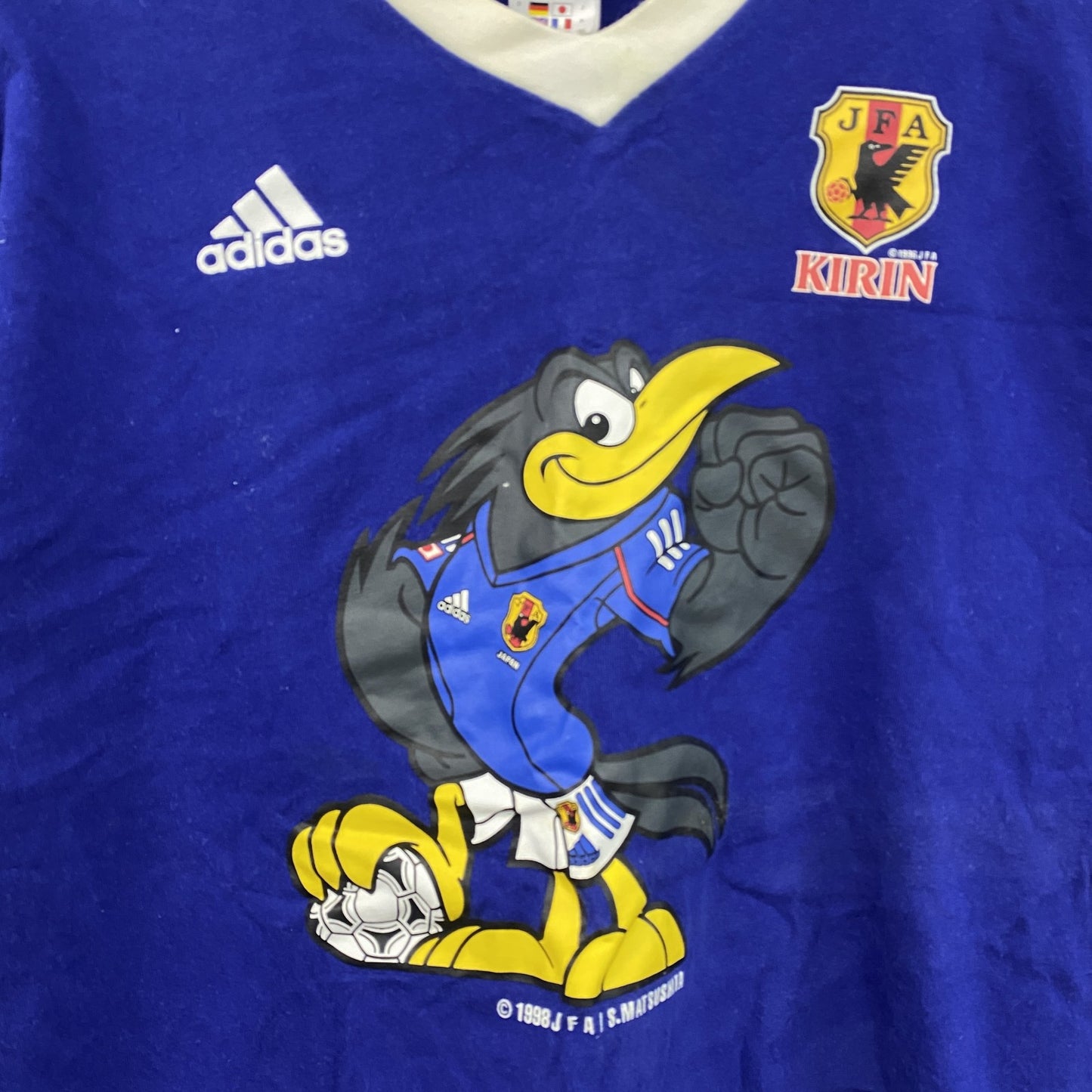 ～00s　adidas　アディダス　サッカー日本代表　半袖プリントTシャツ　ヴィンテージ　青　ブルー　Mサイズ