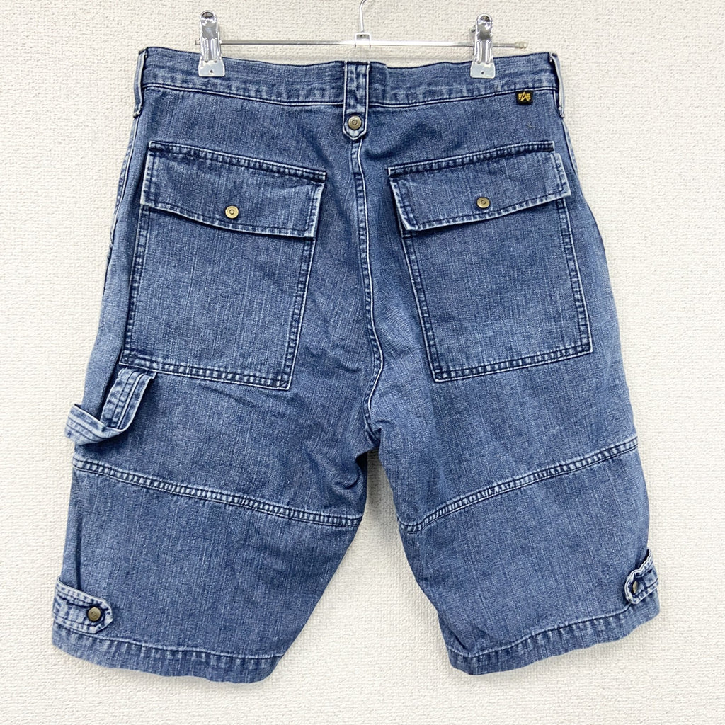 ALPHA INDUSTRIES　ハーフデニムペインターパンツ　カーゴパンツ　ミリタリー　ジップフライ　インディゴ　Mサイズ　古着