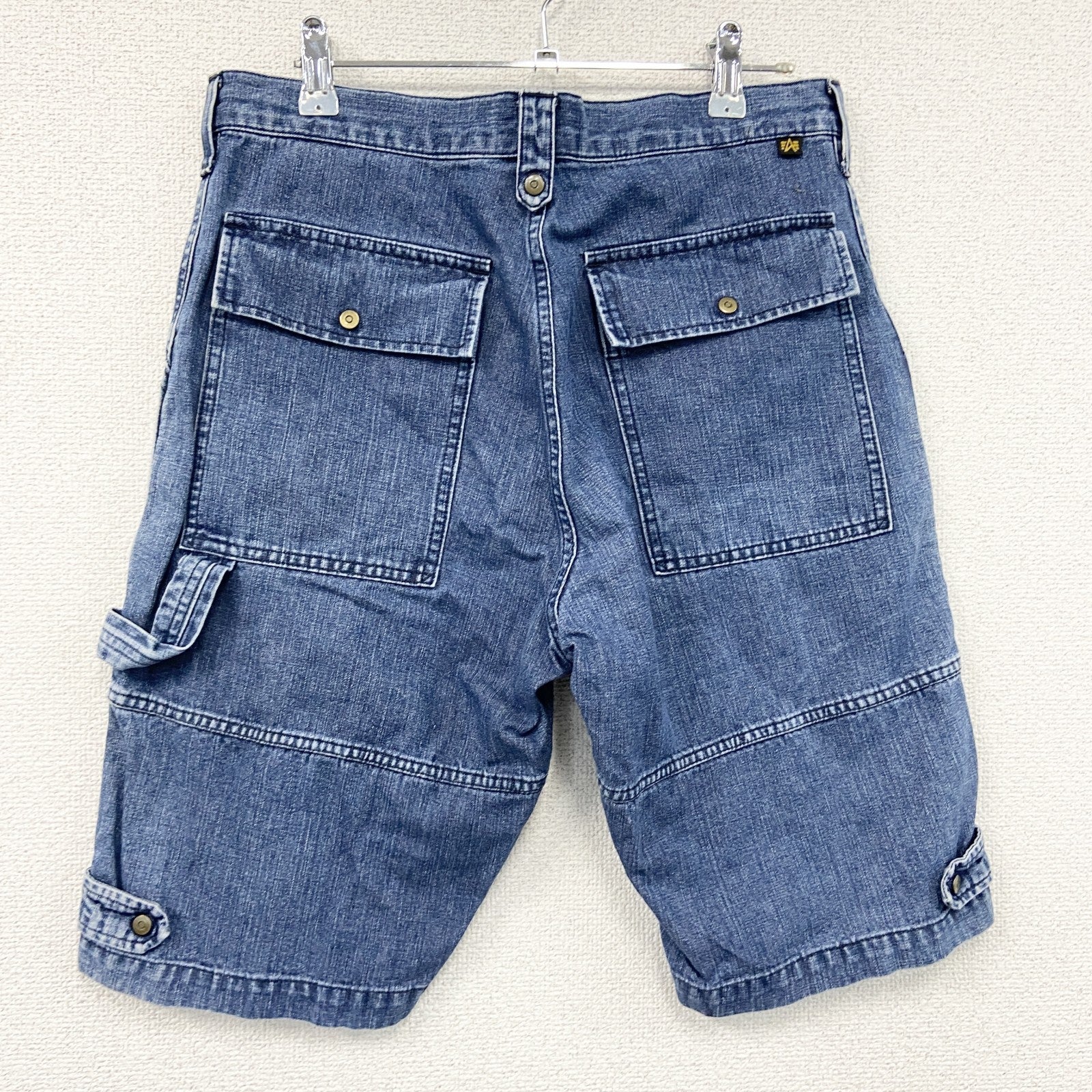 ALPHA INDUSTRIES　ハーフデニムペインターパンツ　カーゴパンツ　ミリタリー　ジップフライ　インディゴ　Mサイズ　古着