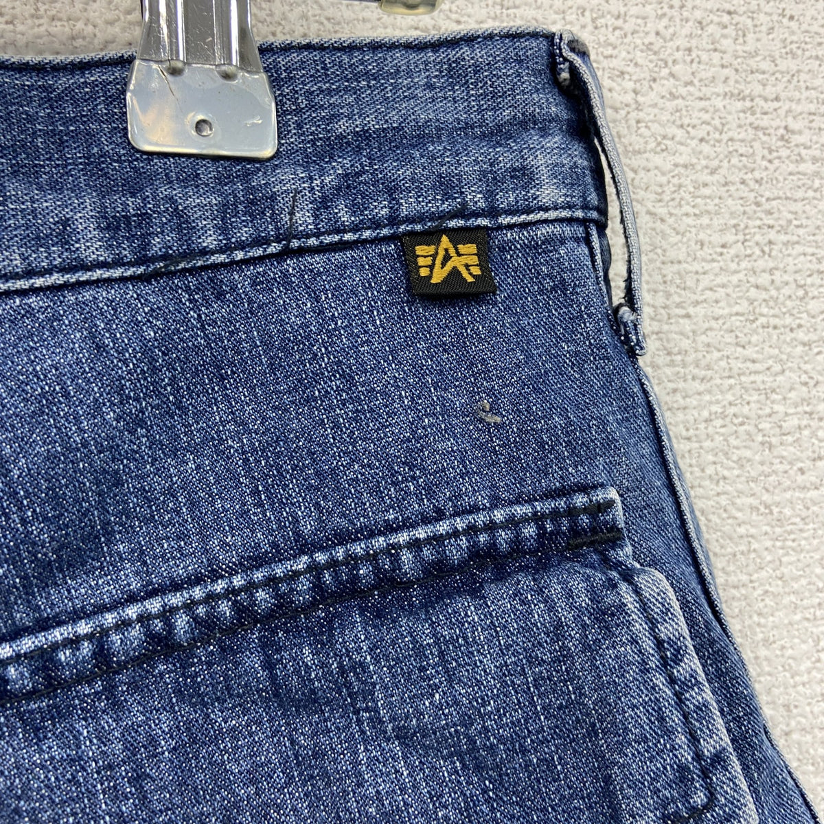ALPHA INDUSTRIES　ハーフデニムペインターパンツ　カーゴパンツ　ミリタリー　ジップフライ　インディゴ　Mサイズ　古着