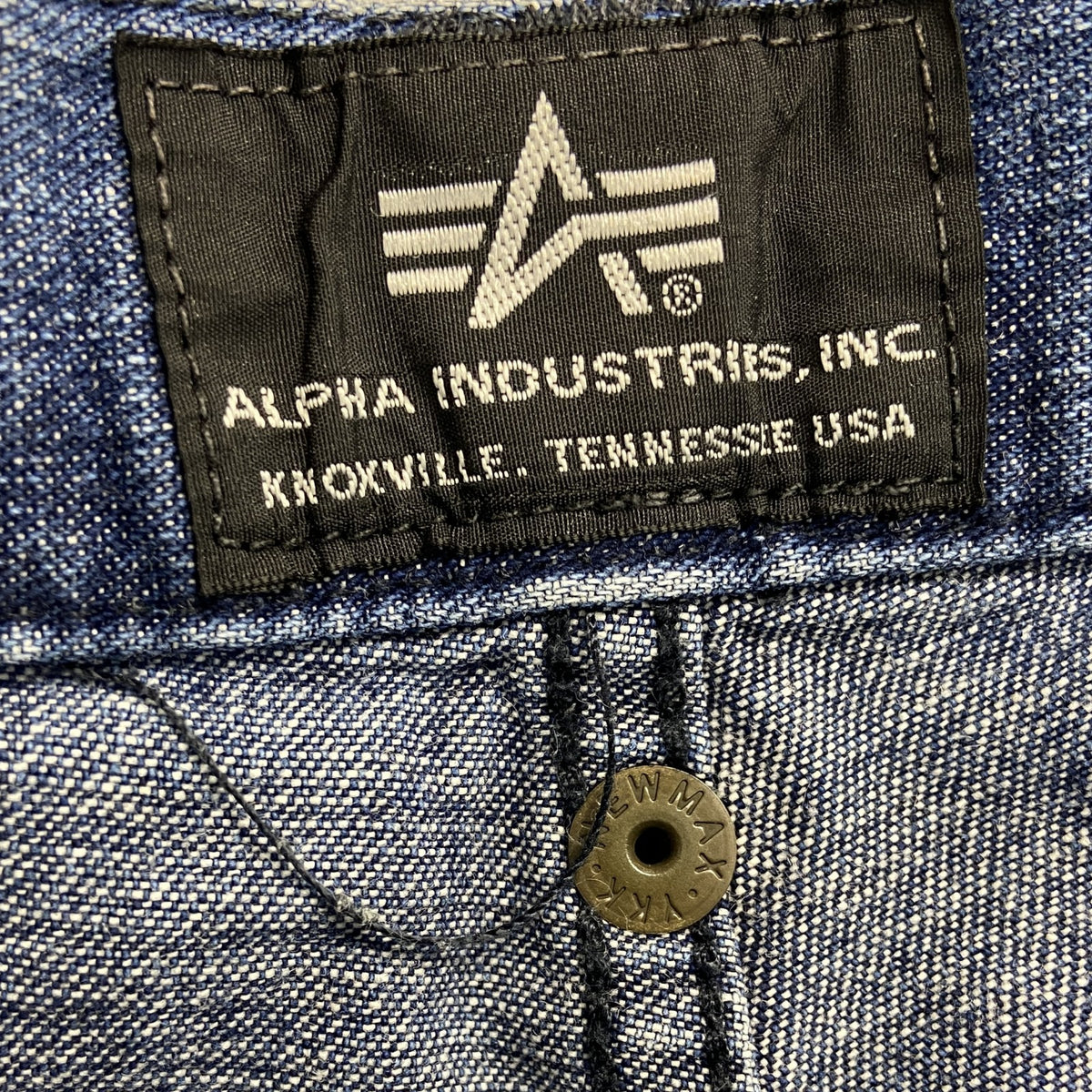 ALPHA INDUSTRIES　ハーフデニムペインターパンツ　カーゴパンツ　ミリタリー　ジップフライ　インディゴ　Mサイズ　古着