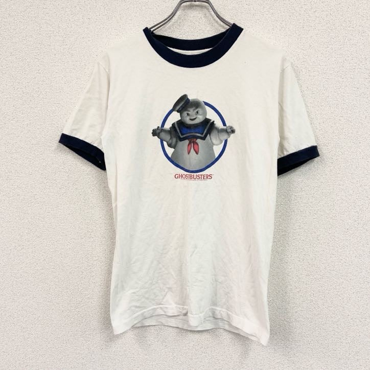半袖ムービープリントTシャツ/リンガーTシャツ　ゴーストバスターズ　白　ホワイト　古着