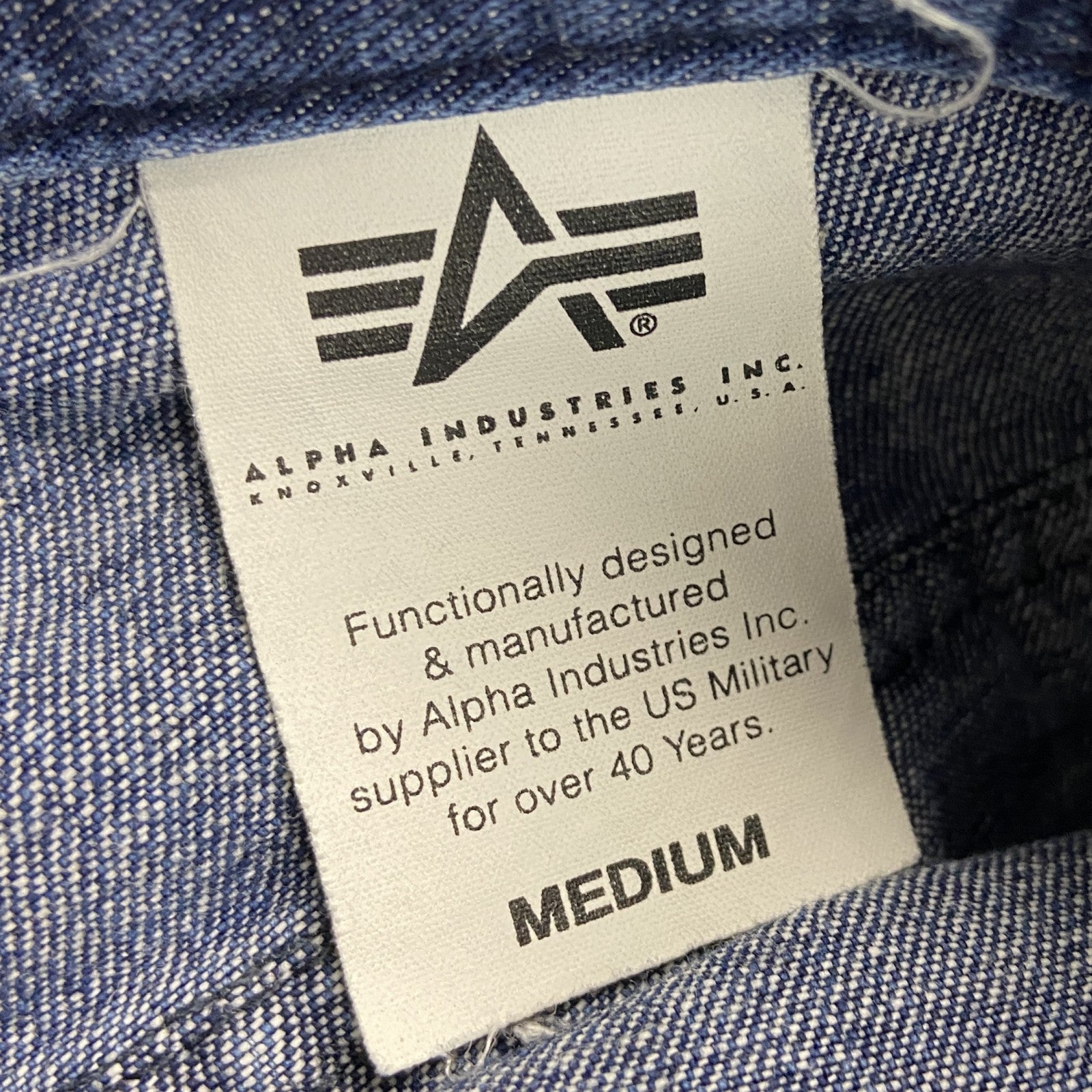 ALPHA INDUSTRIES　ハーフデニムペインターパンツ　カーゴパンツ　ミリタリー　ジップフライ　インディゴ　Mサイズ　古着