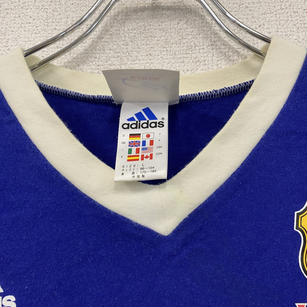 ～00s　adidas　アディダス　サッカー日本代表　半袖プリントTシャツ　ヴィンテージ　青　ブルー　Mサイズ　古着